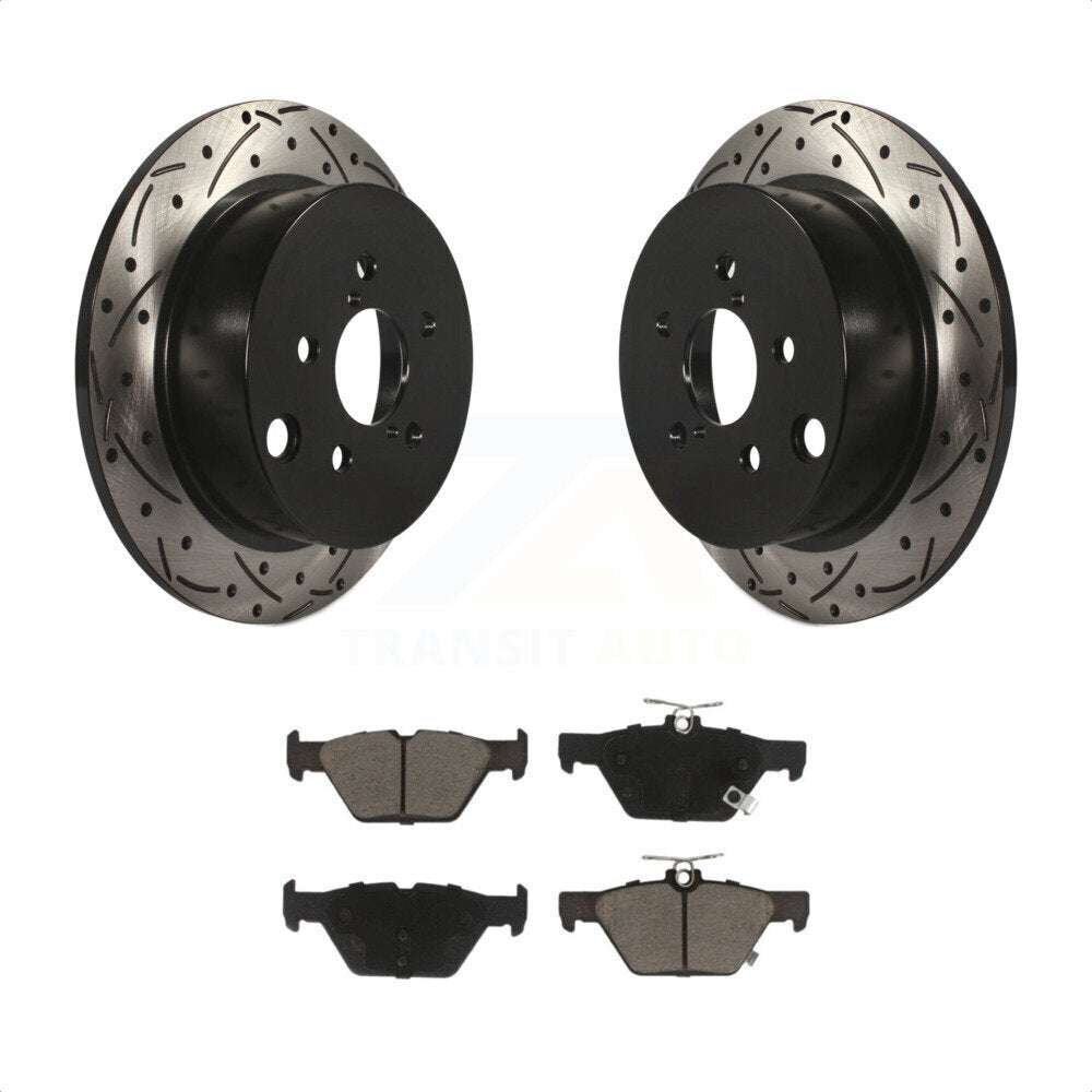 Rear Coated Drilled Slotted Disc Brake Rotors And Ceramic Pads Kit For Subaru Crosstrek KDC-100805 by Transit Auto