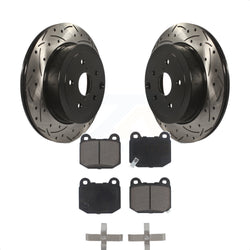 Rear Coated Drilled Slotted Disc Brake Rotors And Ceramic Pads Kit For Subaru Impreza WRX STI KDC-100806