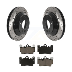 Rear Coated Drilled Slotted Disc Brake Rotors And Ceramic Pads Kit For Audi Q7 Porsche Cayenne Volkswagen Touareg KDC-100820