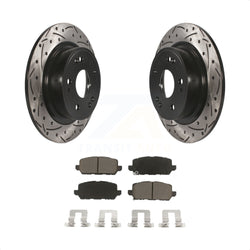 Rear Coated Drilled Slotted Disc Brake Rotors And Ceramic Pads Kit For 2016-2022 Honda HR-V KDC-100823