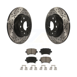 Rear Coated Drilled Slotted Disc Brake Rotors And Ceramic Pads Kit For Volkswagen GTI KDC-100824