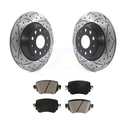 Rear Coated Drilled Slotted Disc Brake Rotors And Ceramic Pads Kit For 2016-2018 Audi Q3 Quattro KDC-100825