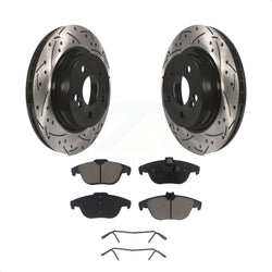 Rear Coated Drilled Slotted Disc Brake Rotors And Ceramic Pads Kit For Mercedes-Benz E350 C250 C300 C350 E550 KDC-100832