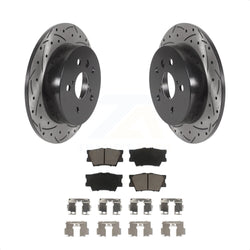 Rear Coated Drilled Slotted Disc Brake Rotors And Ceramic Pads Kit For Toyota Camry KDC-100837
