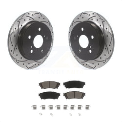 Rear Coated Drilled Slotted Disc Brake Rotor & Ceramic Pad Kit For Toyota Camry RAV4 Lexus NX200t C-HR NX300 ES350 Avalon NX300h ES300h UX250h UX200 ES250 Venza Corolla Cross KDC-100838