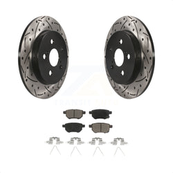 Rear Coated Drilled Slotted Disc Brake Rotors And Ceramic Pads Kit For Toyota Corolla Prius Matrix Prime Pontiac Vibe Lexus CT200h Plug-In KDC-100842