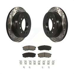 Rear Coated Drilled Slotted Disc Brake Rotors And Ceramic Pads Kit For Toyota 4Runner Lexus GX460 FJ Cruiser KDC-100843