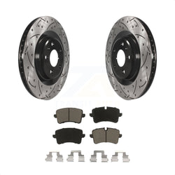 Rear Coated Drilled Slotted Disc Brake Rotors And Ceramic Pads Kit For Audi A6 Quattro A7 Porsche Macan A8 KDC-100845