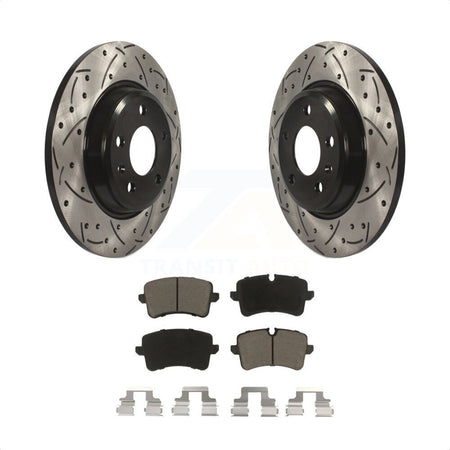 Rear Coated Drilled Slotted Disc Brake Rotors And Ceramic Pads Kit For Audi A7 Quattro A6 KDC-100846 by Transit Auto