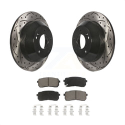 Rear Coated Drilled Slotted Disc Brake Rotors And Ceramic Pads Kit For 2015-2019 Kia Sedona KDC-100859