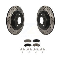 Rear Coated Drilled Slotted Disc Brake Rotors And Ceramic Pads Kit For 2016-2018 Mazda CX-3 KDC-100868