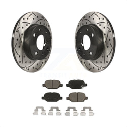 Rear Coated Drilled Slotted Disc Brake Rotors And Ceramic Pads Kit For Fiat 500 KDC-100872