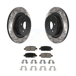 Rear Coated Drilled Slotted Disc Brake Rotors And Ceramic Pads Kit For INFINITI G37 G35 Q60 KDC-100881