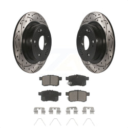 Rear Coated Drilled Slotted Disc Brake Rotors And Ceramic Pads Kit For Honda Accord Acura TSX KDC-100885