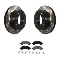 Rear Coated Drilled Slotted Disc Brake Rotors And Ceramic Pads Kit For Chevrolet Express 3500 2500 GMC Savana KDC-100890