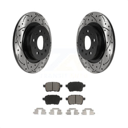 Rear Coated Drilled Slotted Disc Brake Rotors And Ceramic Pads Kit For 2014-2020 Fiat 500L KDC-100891