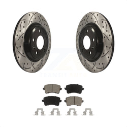 Rear Coated Drilled Slotted Disc Brake Rotors And Ceramic Pads Kit For Audi Q5 A4 Quattro A5 allroad S5 KDC-100892