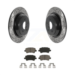 Rear Coated Drilled Slotted Disc Brake Rotors And Ceramic Pads Kit For 2012-2015 Land Rover Range Evoque KDC-100897