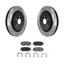 Rear Coated Drilled Slotted Disc Brake Rotors And Ceramic Pads Kit For 2015 Cadillac CTS 6.2L KDC-100903
