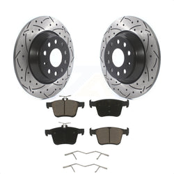 Rear Coated Drilled Slotted Disc Brake Rotors And Ceramic Pads Kit For Volkswagen Tiguan Jetta Audi TT Quattro KDC-100907