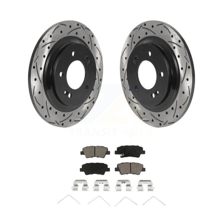 Rear Coated Drilled Slotted Disc Brake Rotors And Ceramic Pads Kit For Kia Niro Hyundai Ioniq Soul EV KDC-100914 by Transit Auto