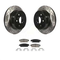 Rear Coated Drilled Slotted Disc Brake Rotors And Ceramic Pads Kit For Chevrolet Silverado 1500 GMC Sierra Tahoe Suburban Yukon Cadillac XL Avalanche Escalade ESV EXT KDC-100932