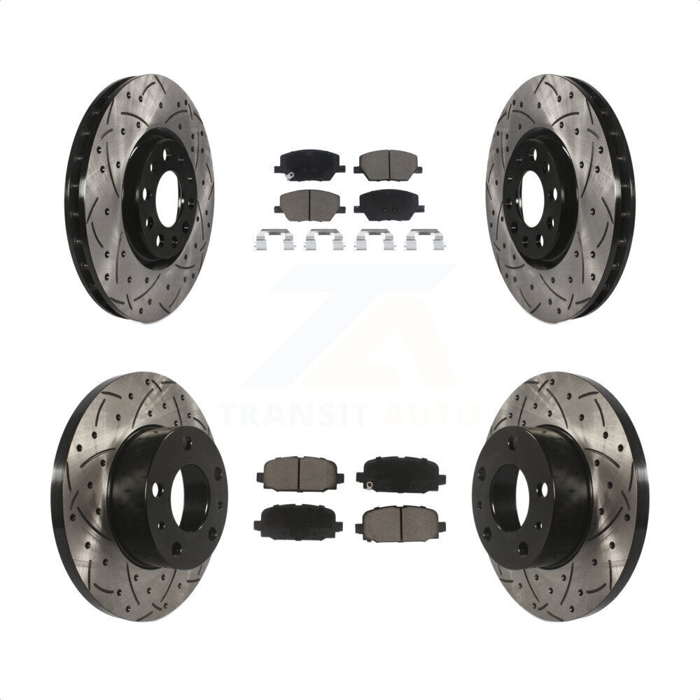 Front Rear Coated Drilled Slotted Disc Brake Rotors And Ceramic Pads Kit For Jeep Compass KDC-100969 by Transit Auto