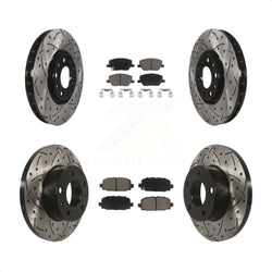 Front Rear Coated Drilled Slotted Disc Brake Rotors And Ceramic Pads Kit For Jeep Compass KDC-100969