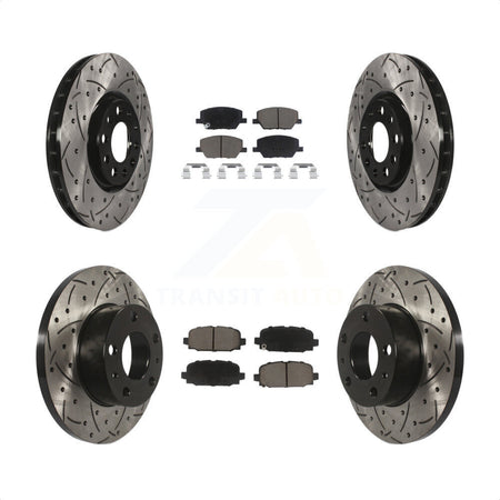 Front Rear Coated Drilled Slotted Disc Brake Rotors And Ceramic Pads Kit For Jeep Compass KDC-100969 by Transit Auto