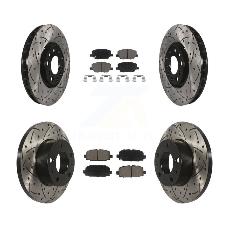 Front Rear Coated Drilled Slotted Disc Brake Rotors And Ceramic Pads Kit For Jeep Compass KDC-100969 by Transit Auto