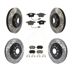 Front Rear Coated Drilled Slotted Disc Brake Rotors And Ceramic Pads Kit For Volkswagen CC KDC-100978