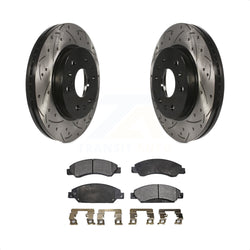 Front Coated Drilled Slotted Disc Brake Rotors And Semi-Metallic Pads Kit For 2007-2007 Chevrolet Tahoe GMC Suburban 1500 Yukon Cadillac Avalanche XL Escalade ESV EXT KDF-100002