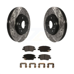 Front Coated Drilled Slotted Disc Brake Rotors And Semi-Metallic Pads Kit For Chevrolet Cruze Volt Bolt EV EUV KDF-100012