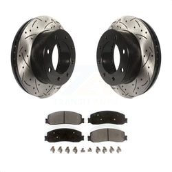 Front Coated Drilled Slotted Disc Brake Rotors And Semi-Metallic Pads Kit For Ford F-250 Super Duty F-350 With Single Rear Wheels 4WD KDF-100019