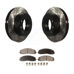 Front Coated Drilled Slotted Disc Brake Rotors And Semi-Metallic Pads Kit For Ford F-350 Super Duty F-250 KDF-100021