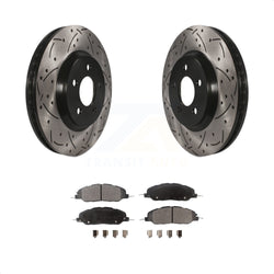 Front Coated Drilled Slotted Disc Brake Rotors And Semi-Metallic Pads Kit For Ford Mustang KDF-100022
