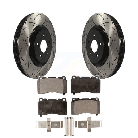 Front Coated Drilled Slotted Disc Brake Rotors And Semi-Metallic Pads Kit For Ford Mustang KDF-100023 by Transit Auto