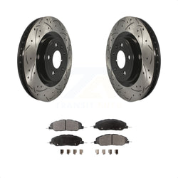 Front Coated Drilled Slotted Disc Brake Rotors And Semi-Metallic Pads Kit For Ford Mustang KDF-100031