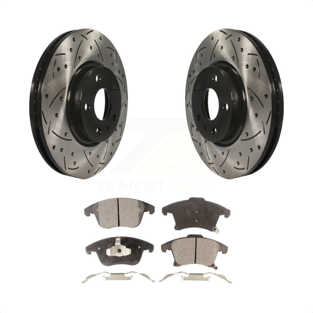 Front Coated Drilled Slotted Disc Brake Rotors And Semi-Metallic Pads Kit For Ford Fusion Lincoln MKZ KDF-100034 by Transit Auto