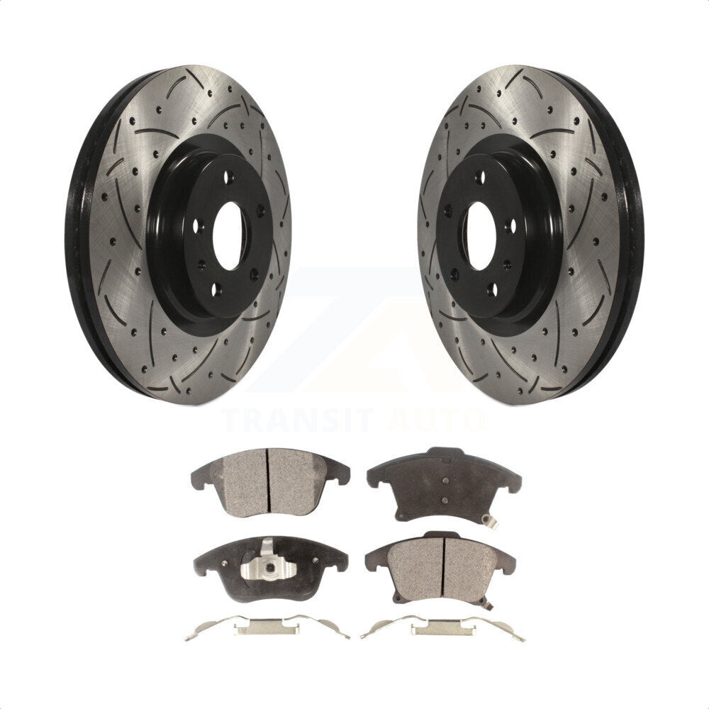 Front Coated Drilled Slotted Disc Brake Rotors And Semi-Metallic Pads Kit For Ford Fusion Lincoln MKZ KDF-100035 by Transit Auto