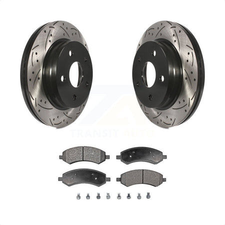 Front Coated Drilled Slotted Disc Brake Rotors And Semi-Metallic Pads Kit For Ram 1500 Dodge Classic Durango Chrysler Aspen KDF-100041 by Transit Auto