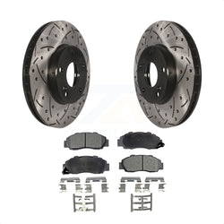 Front Coated Drilled Slotted Disc Brake Rotors And Semi-Metallic Pads Kit For 1998-2002 Honda Accord 3.0L KDF-100063