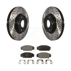 Front Coated Drilled Slotted Disc Brake Rotors And Semi-Metallic Pads Kit For Honda Civic Acura RSX CSX KDF-100069