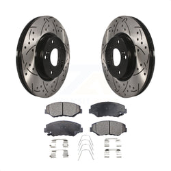 Front Coated Drilled Slotted Disc Brake Rotors And Semi-Metallic Pads Kit For Honda Civic CR-V Acura ILX KDF-100070