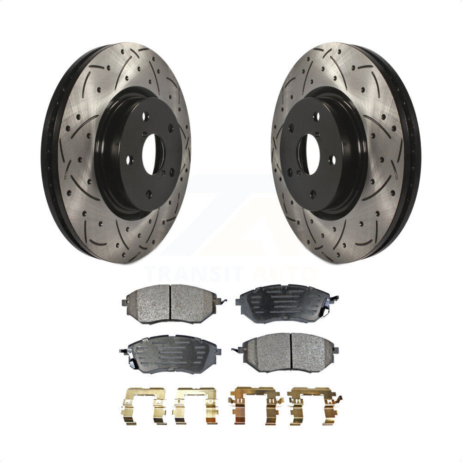 Front Coated Drilled Slotted Disc Brake Rotors And Semi-Metallic Pads Kit For Subaru Outback Legacy WRX Tribeca B9 KDF-100077 by Transit Auto