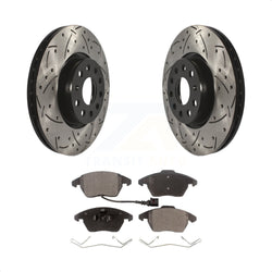 Front Coated Drilled Slotted Disc Brake Rotors And Semi-Metallic Pads Kit For Volkswagen Jetta Beetle CC Passat GTI Eos Audi A3 TT Quattro Golf KDF-100078