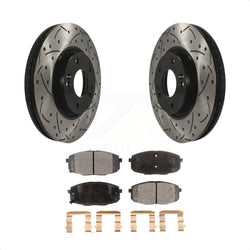 Front Coated Drilled Slotted Disc Brake Rotors And Semi-Metallic Pads Kit For Kia Forte Koup Forte5 KDF-100085