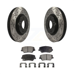 Front Coated Drilled Slotted Disc Brake Rotors And Semi-Metallic Pads Kit For 2014-2017 Kia Rondo KDF-100087
