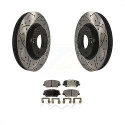 Front Coated Drilled Slotted Disc Brake Rotors And Semi-Metallic Pads Kit For Kia Forte Hyundai Veloster Forte5 KDF-100093