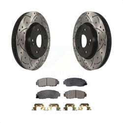 Front Coated Drilled Slotted Disc Brake Rotors And Semi-Metallic Pads Kit For Honda CR-V Acura RDX Accord Crosstour KDF-100101